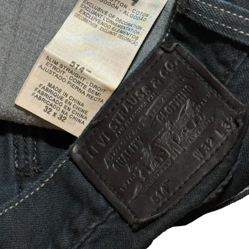 👖 Levi’s 514 Slim Straight Men’s Black‎ Jeans Size 32x32